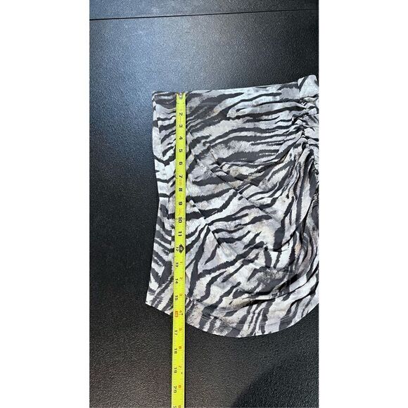 LNA WOMENS RUCHED RIBBED MINI SKIRT GREY ZEBRA PRINT SIZE S NEW P1-45 - Picture 6 of 11